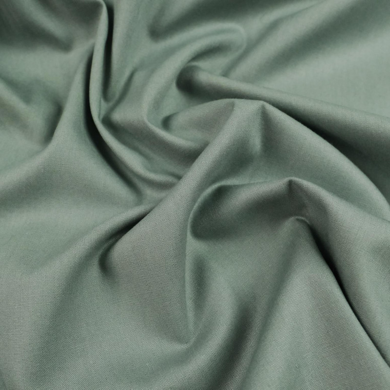 Tissu bio : popelinede coton vert eucalyptus - Mercerine