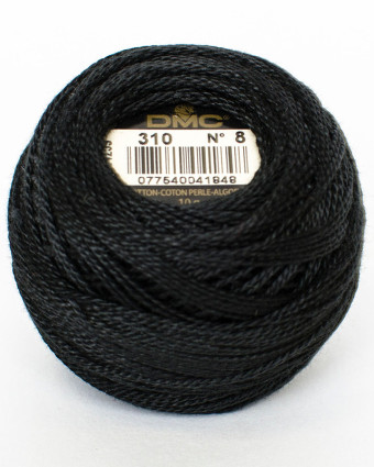 Coton perlé DMC n°8 pelote -  310 - Noir  -  Mercerine