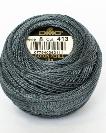 Coton perlé DMC n°8 pelote -  413 - Fer  -  Mercerine