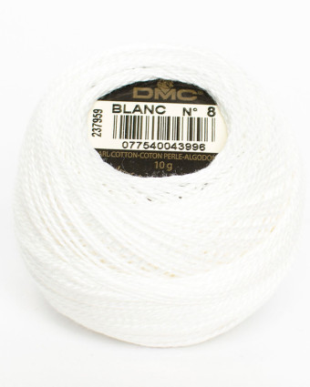 Coton perlé DMC n°8 pelote -  BLANC - Blanc -  Mercerine