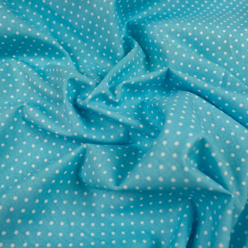 Coton imprimé pois Piselli turquoise - 10cm