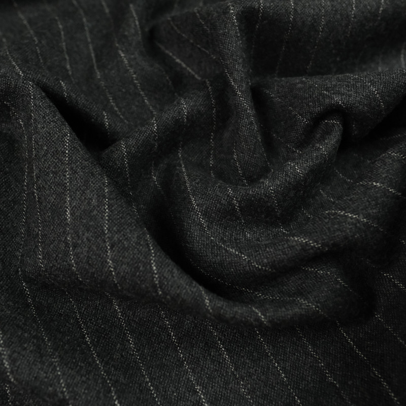 Drap de laine gris pinstripe rayures tennis - Mercerine