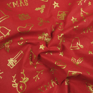 Tissu Noël Xmas Rouge - 10 cm