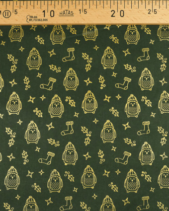 Tissu noel Vert doré pour des enfants ravis - Mercerine