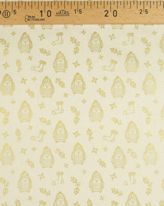 Tissu de noel écru et motif or pour une belle fin d'année - Mercerine