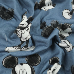 Jersey coton Mickey Bleu - 10cm -  Mercerine