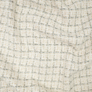Tissu tweed blanc lurex - 10cm