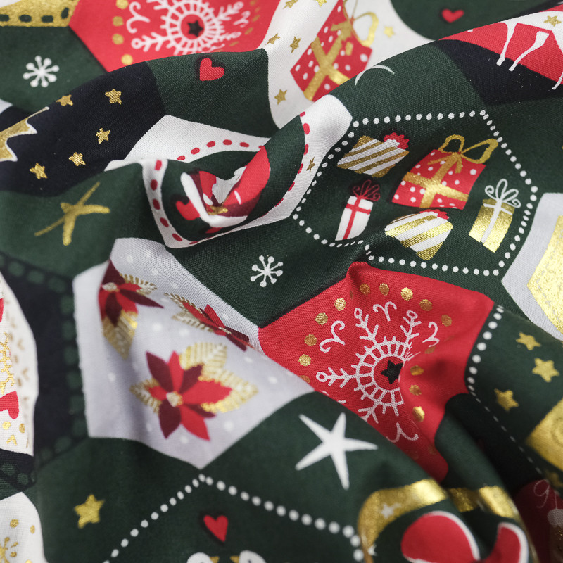 Coton Noël : niches de Noël rouge et vert - 10cm