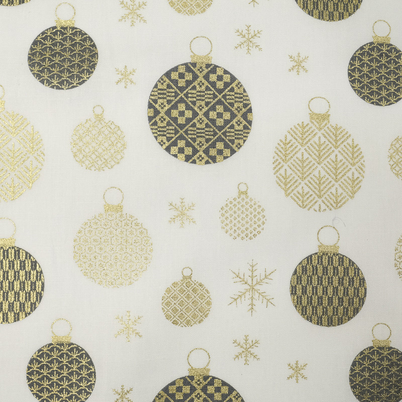 Coton Noël boules dorées blanc - 10cm