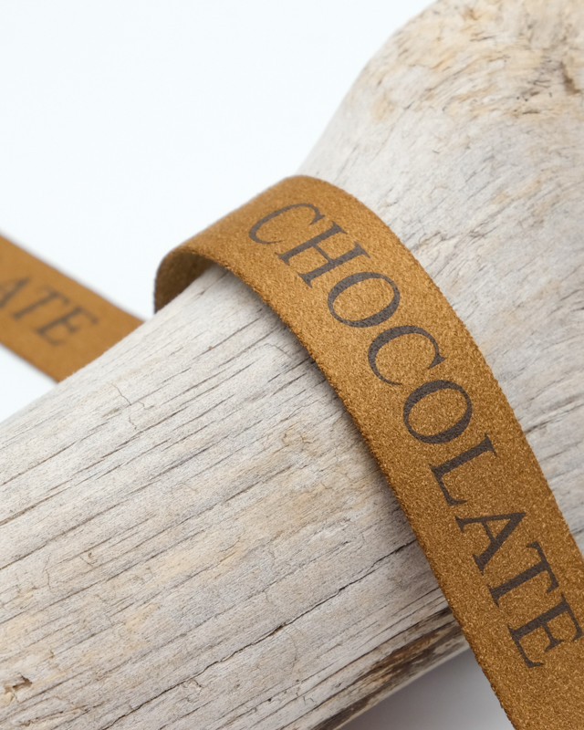 Ruban "Chocolat" effet suédine foncé 15mm - 1m