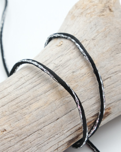 Queue de rat Noir Argent 2mm - 1m