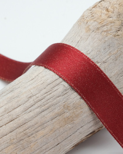 Ruban de Noël : satin bordeaux scintillant - Mercerine