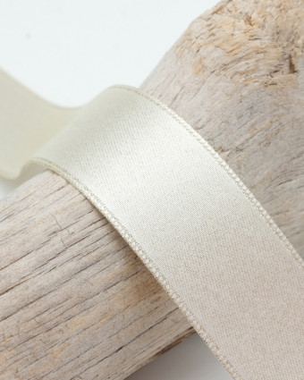 Ruban de Noël : satin beige scintillant - Mercerine