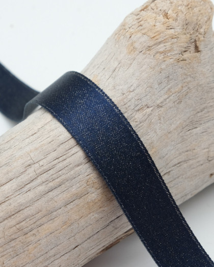 Ruban de Noël : satin bleu scintillant - Mercerine