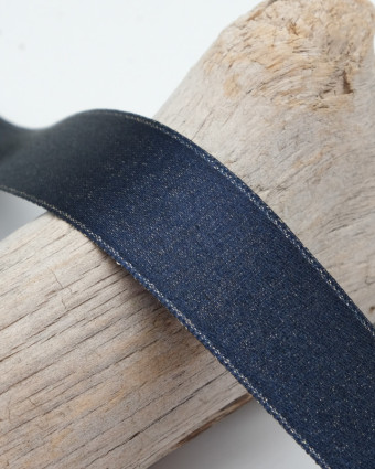 Ruban de Noël : satin bleu scintillant - Mercerine