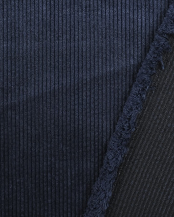 Tissu Velours côtélé Bleu marine - Mercerine