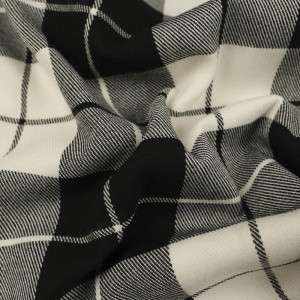 Tissu Tartan Écossais noir et blanc - 10cm