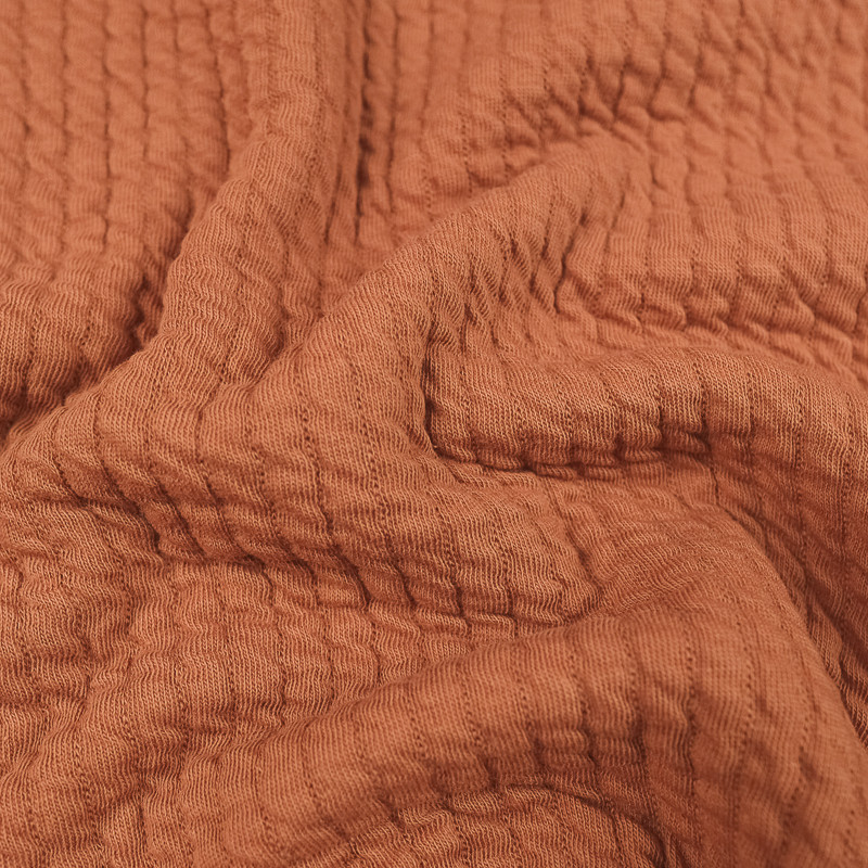 Crinkle Jersey Matelasse Terracotta - 10cm