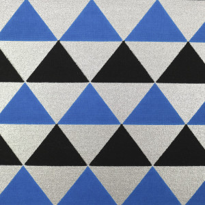 Tissu wax lurex triangles bleu et noirs - Mercerine