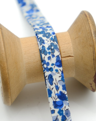 Biais Liberty Fabrics bleu  Emma and Georgina  - Mercerine