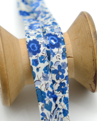 Biais Liberty Fabrics bleu  Emma and Georgina  - Mercerine