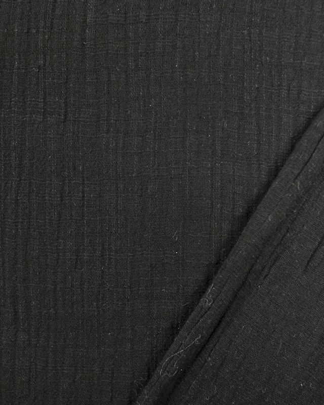 Tissu au mètre : double gaze noir effet lin - Mercerine