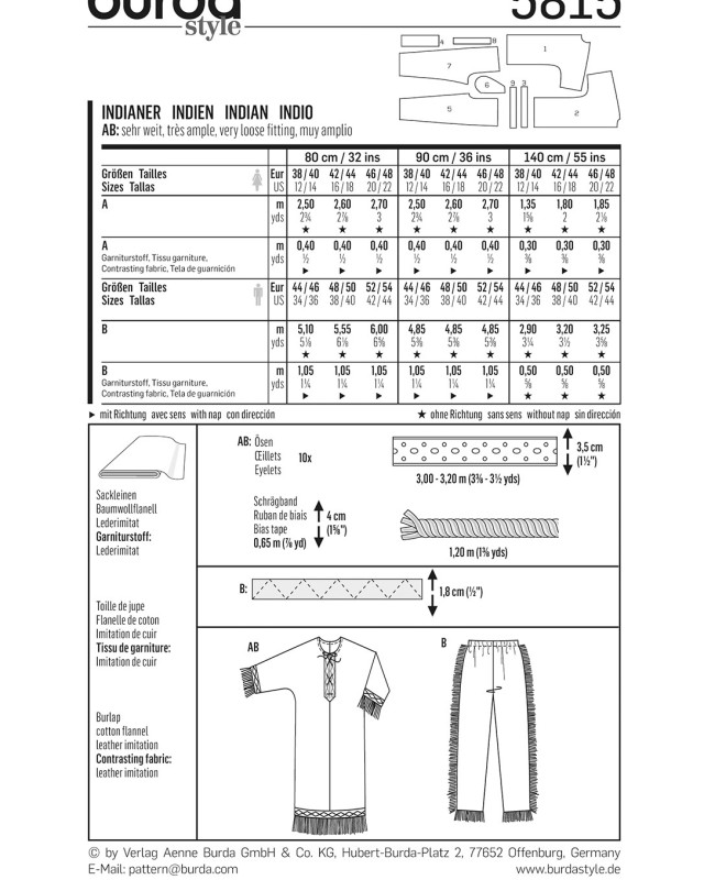 Patron de Couture Burda 5815 – Modèle Burda | Mercerine