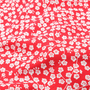  Tissu viscose fleur cerisier Nami rouge  -  Mercerine
