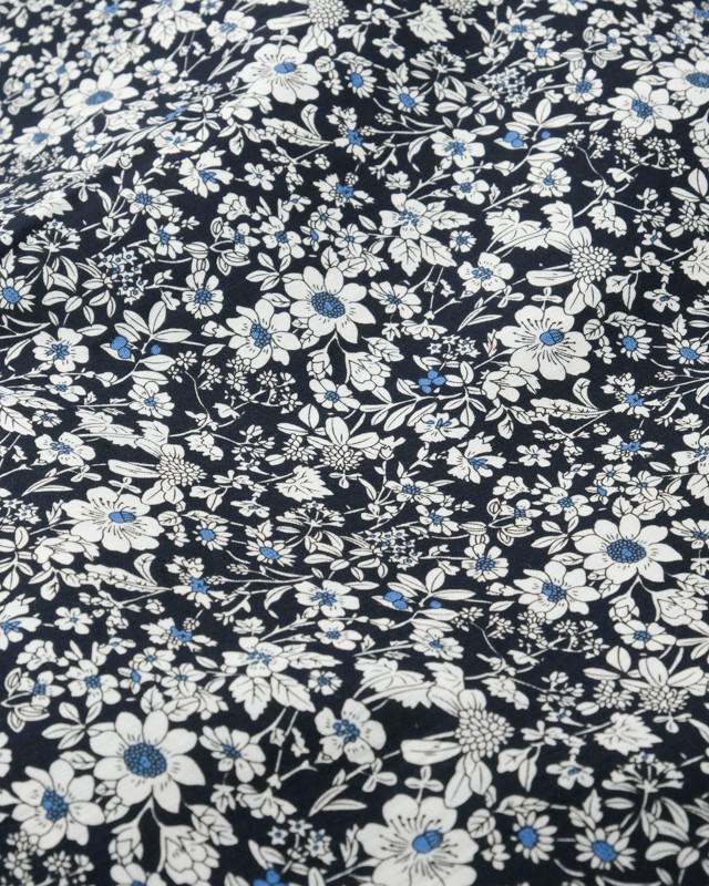 Tissu coton fleuri Charline bleu turquoise - Mercerie de l'Etoile de Coton