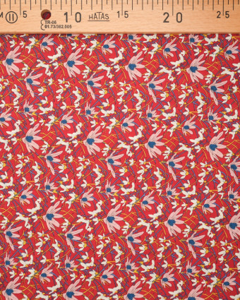 Tissu fleuri : Coton imprimé fleuri rouge Chloe - Mercerine