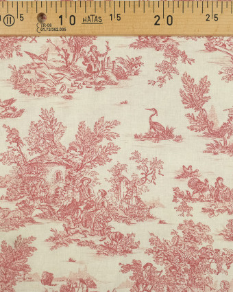 Tissu coton : imprimé Toile de jouy rouge - Mercerine