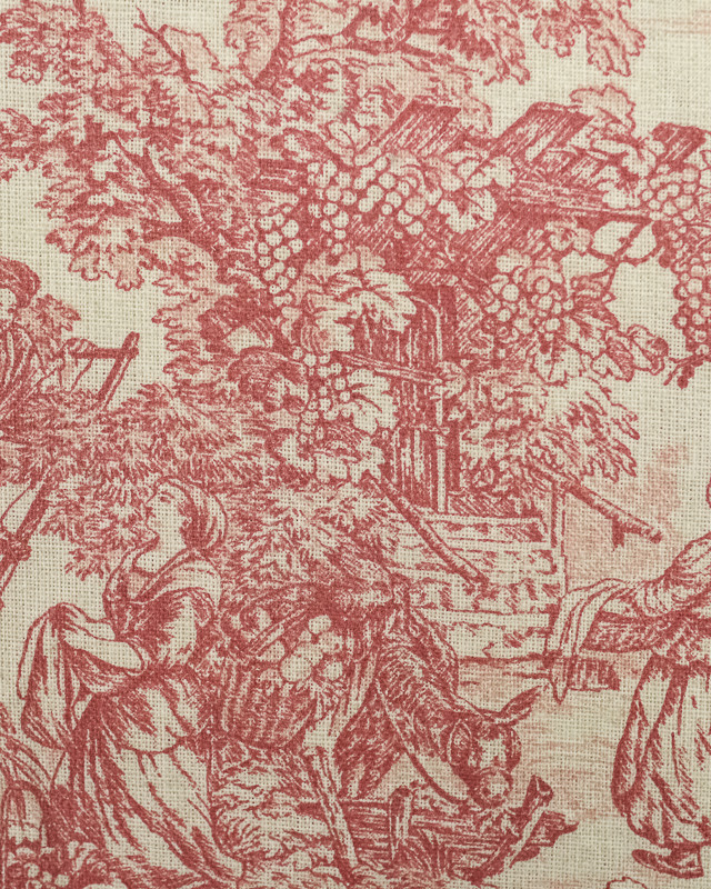 Tissu coton : imprimé Toile de jouy rouge - Mercerine