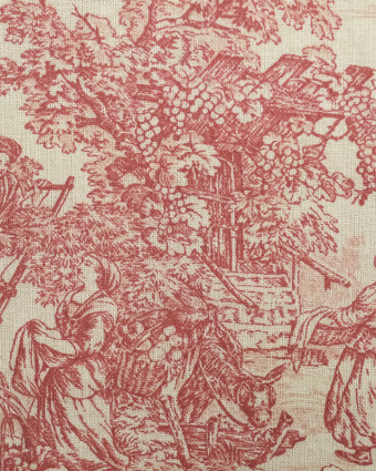 Tissu coton : imprimé Toile de jouy rouge - Mercerine