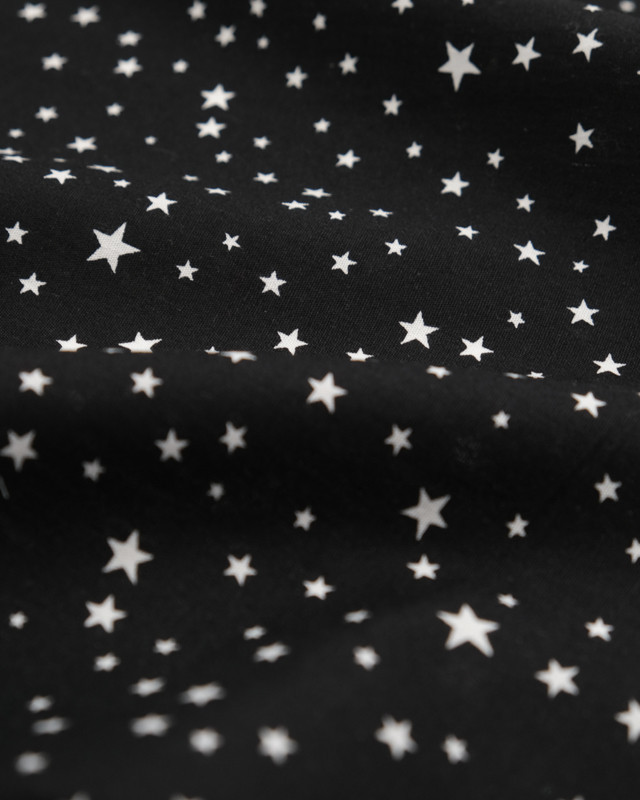 Coton noir étoiles blanches - Mercerine