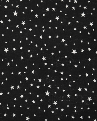 Coton noir étoiles blanches - Mercerine