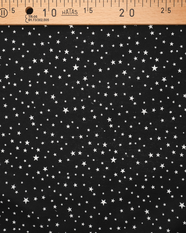 Coton noir étoiles blanches - Mercerine