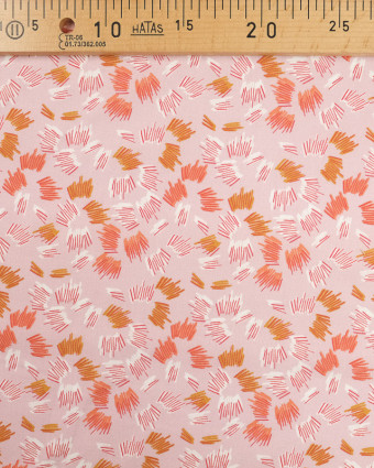 Tissu Coton au mètre :  imprimé petits traits rose - Mercerine