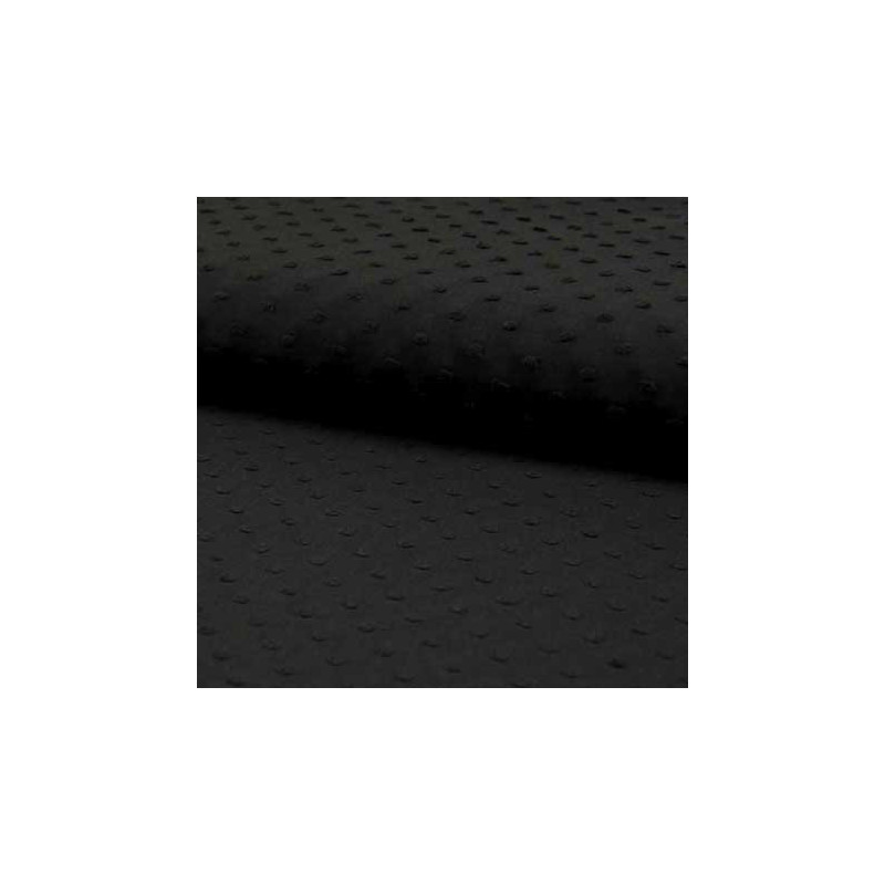  Voile de plumetis coton  noir-10cm -  Mercerine