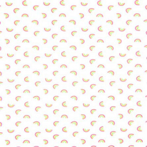  Jersey coton arc en ciel fluo fond blanc-10cm -  Mercerine