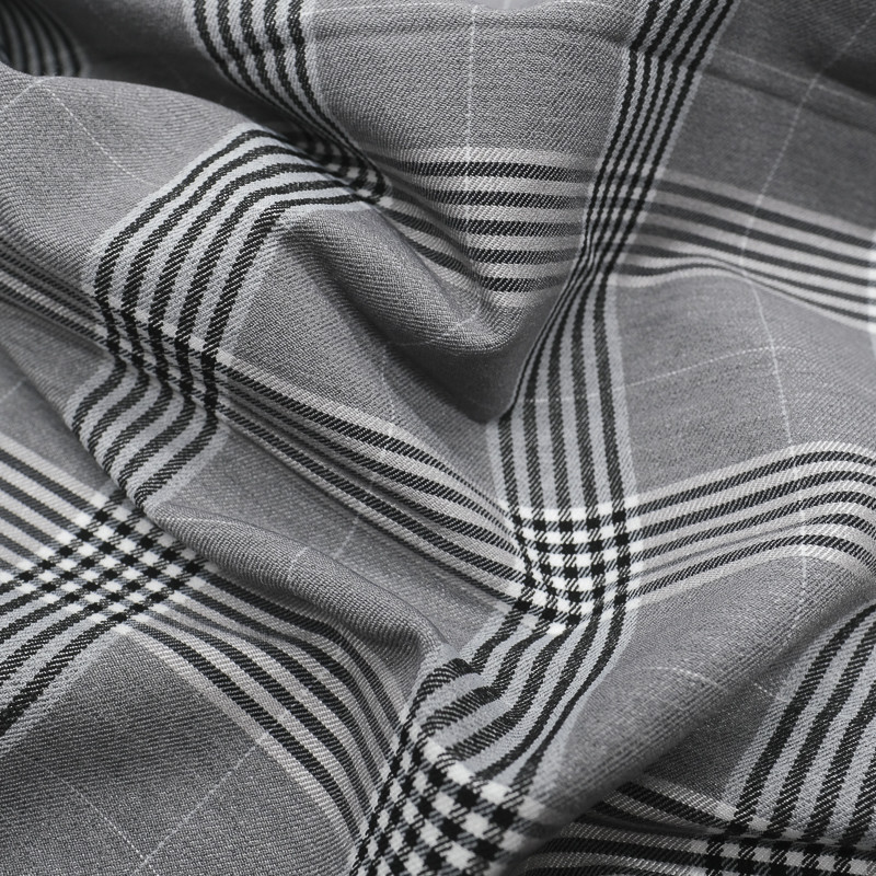 Sergé bengaline carreaux gris et noir - 10cm