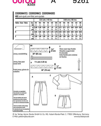 Patron de couture Pantalon /pull : Burda 9261 - Mercerine