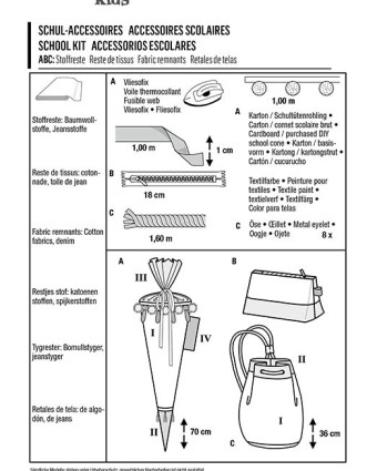 Patron de couture Cornet d'écolier / trousse / sac de sport : Burda 9256 - Mercerine
