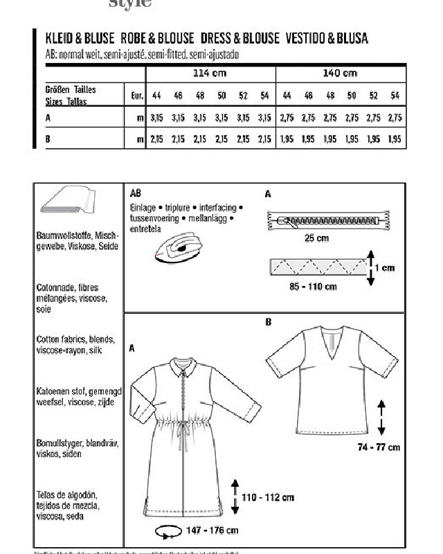 Patron de couture Robe / blouse : Burda 6038 - Mercerine