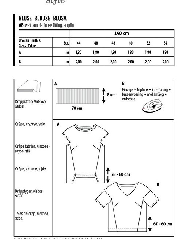 Patron de couture femme Blouse avec empiècement : Burda 6037 - Mercerine