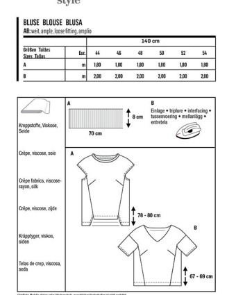 Patron de couture femme Blouse avec empiècement : Burda 6037 - Mercerine