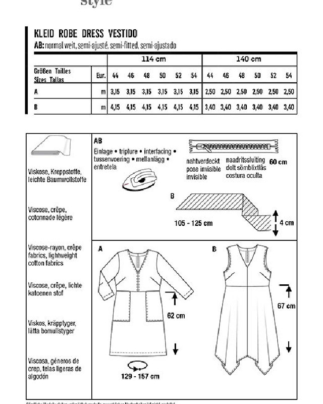 Patron femme Robe à volant asymétrique - Burda 6036 - Mercerine