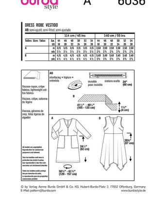 Patron femme Robe à volant asymétrique - Burda 6036 - Mercerine
