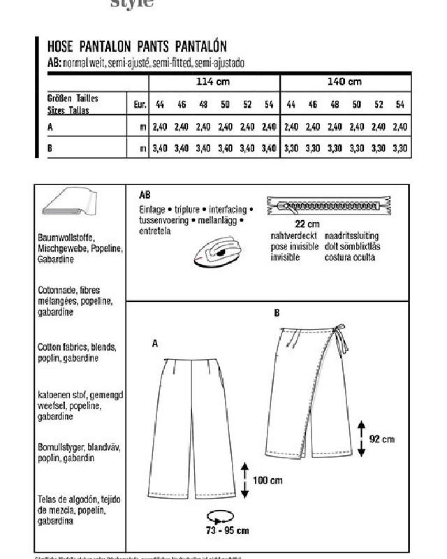 Patron de couture femme Pantalon portefeuille : Burda 6035 - Mercerine