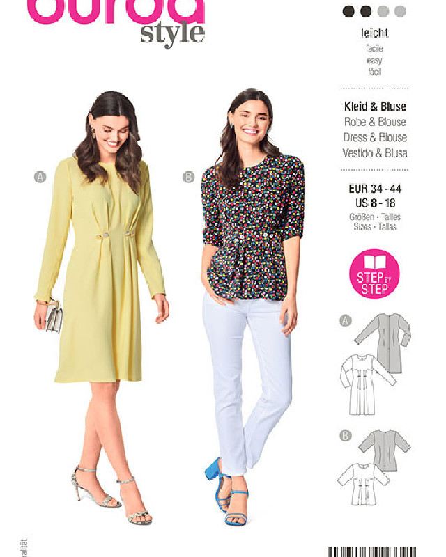 Patron de couture Robe / blouse avec plis sous poitrine : Burda 6033 - Mercerine