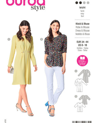 Patron de couture Robe / blouse avec plis sous poitrine : Burda 6033 - Mercerine